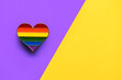 Closeup of LGTBI pin heart shaped with copy space for text. LGBT Pride concept