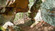 Hiking trail at Shoal Bay campground, Lake Dardanelle, Arkansas, with colorful rocks