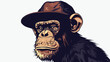 Awesome monkey with hat illustration design Vector