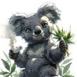 Stylishly Cool Koala Strikes a Laid back Pose with Marijuana Pipe in Captivating Anime Style