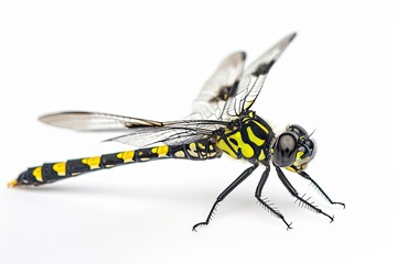 Mystic portrait of spiketail Dragonfly, beside view, full body shot, Close-up View,