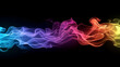 colorful sound wave on black background ,Light Bulb eureka moment with Impactful and inspiring artistic colourful explosion of paint energe ,colorful neon wavy ribbons, spectrum light