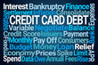 Credit Card Debt Word Cloud on Blue Background