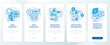 Production optimization blue onboarding mobile app screen. Walkthrough 5 steps editable graphic instructions with linear concepts. UI, UX, GUI template. Montserrat SemiBold, Regular fonts used