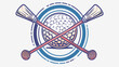 Decorative seal stamp with golf ball and sticks icon