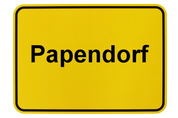 Illustration eines Ortsschildes der Gemeinde Papendorf in Mecklenburg-Vorpommern