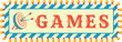 Games illuminated rectangle sign retro banner design template vector illustration