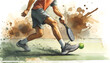 The fast and agile footwork of a pickleball player, set against a splash of earthy browns and greens