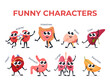 Human healthy smiling internal organ funny characters set vector flat illustration