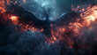 Majestic Dark Angels Defiantly Soar Through the Tumultuous Nightfall,Resisting Temptation in Cinematic 3D Rendered Imagery with Prime Close-Ups