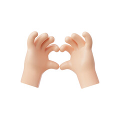 Hands making heart shape gesture 3D icon, vector cartoon love symbol, Valentines day romantic fingers gesture emoji