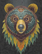A bear with a mask on his face is drawn 