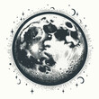 © Ranadhie - moon sketch old engraving vector illustration. hand drawn vintage moon old engraving vector illustration