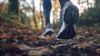 Fitness lifestyle, close-up of running shoes on a forest trail,