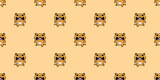 Fototapeta  - cat seamless pattern kitten running vector calico walking neko munchkin pet cartoon doodle tile background gift wrapping paper repeat wallpaper illustration isolated design