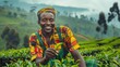 © mariiaplo - Smiling African Farmer in Traditional Attire at Tea Plantation