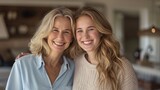 Fototapeta  - A Joyful Mother and Daughter Portrait