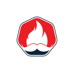 Wall Mural - Moustache fire vector logo design template.