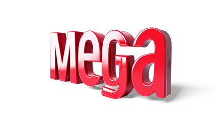 Wall Mural - 3D letter MEGA in red on a transparent background