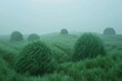 a green field of grass, in the style of surrealist and dreamlike visuals