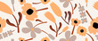 Vector illustration seamless. Beautiful flowers and leaves on a light background. Cute printable template. Ideal as a saber for textile design, cards, screensavers, posters, etc.