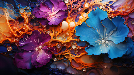Digital colored acrylic pour painting swirl curve abstract poster web page PPT background