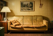 beige sofa in a 60er style in the living room