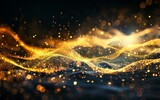 Fototapeta Sport - bright golden wave particles in the dark background