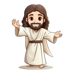 Wall Mural - Jesus Christ cartoon character isolated on a white background. Vector illustration.