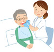 歯科検診を受ける寝たきりの高齢者　訪問医療