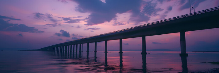 Canvas Print - a bridge over the ocean at sunset