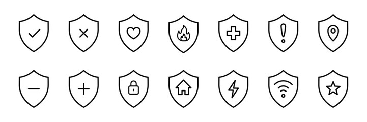 Wall Mural - Shield icons collection. Protect, defence shield icons set. Vector