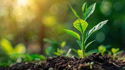 Wall Mural - young plant growth. generative ai