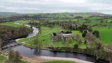Bolton Abbey Yorkshire Dales UK Drone,aerial High Angle
