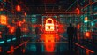 © AimasterPhoto - banner or poster for cybersecurity awareness. Use eye-catching graphics to depict threats and prevention. Encourage engagement with user-generated content and quizzes. generative ai illustration.