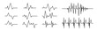 Heart rhythm set, Electrocardiogram, ECG EKG signal, Heart rate monitor set line vector isolated on transparent background