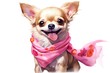 Chihuahua dog in a pink scarf. Vector illustration.
