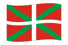 Waving flag of Basque Country, administrative division of Spain. Vector illustration.