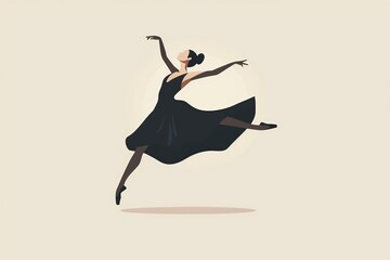 A minimalist illustration of a graceful ballerina in mid-twirl, emphasizing elegance and simplicity in her movements