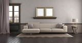 Fototapeta  - Elegant living room interior with sofa and decorative frames