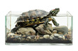 Exploring the Turtle Tank On Transparent Background.