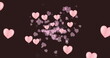 Image of multiple pink hearts on black background