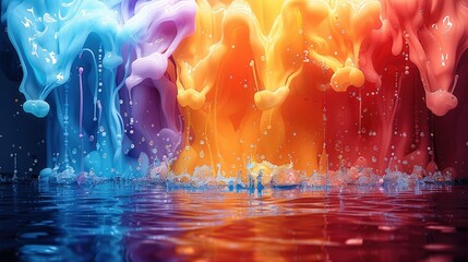 Poster - The ecstatic and colorful images created by the melting of colorful paint in the water. Generative AI.