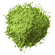 Matcha green tea powder, a fine and vibrant pile isolated on a white background. 