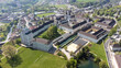 Kremsmünster, Upper Austria, Austria - 04.13.2024: monastery of Kremsmünster in Upper Austria, aerial photography
