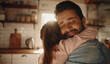 Father and daughter hugging, family love, smile and happy