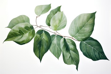 Bodhi tree branch isolated on white background. Vector illustration.