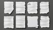Frames of paper sheets, notebook and notepad pages, isolated on transparent background. Corner shadow and line shadow effects on cards and papers with torn edges.