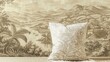 Featured is an image of a realistic 3D rice bag mock-up with an engraving sketch background. A rice ad template featuring natural and organic ingredients.