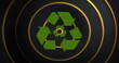 Image of recycling symbols over black and yellow background